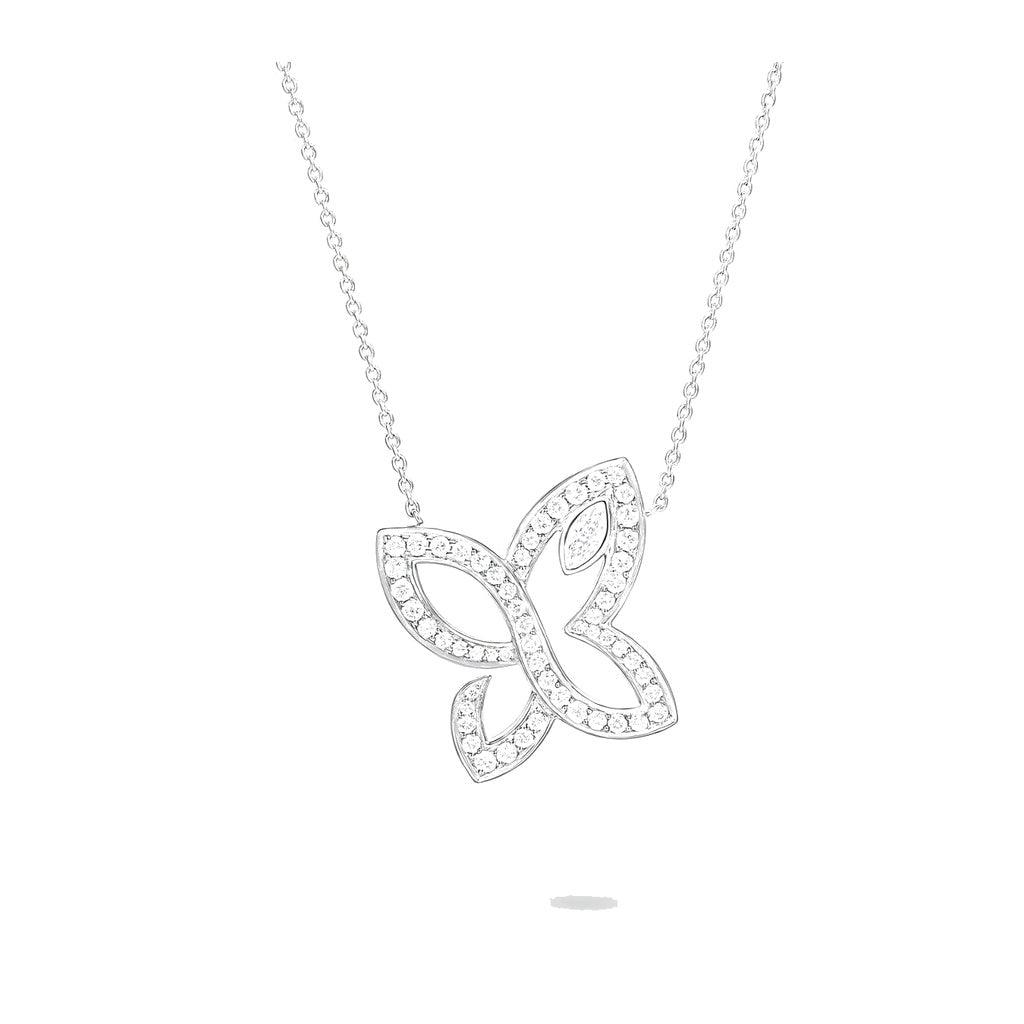 Harry Winston Style Butterfly Lily Cubic Zirconia Necklace