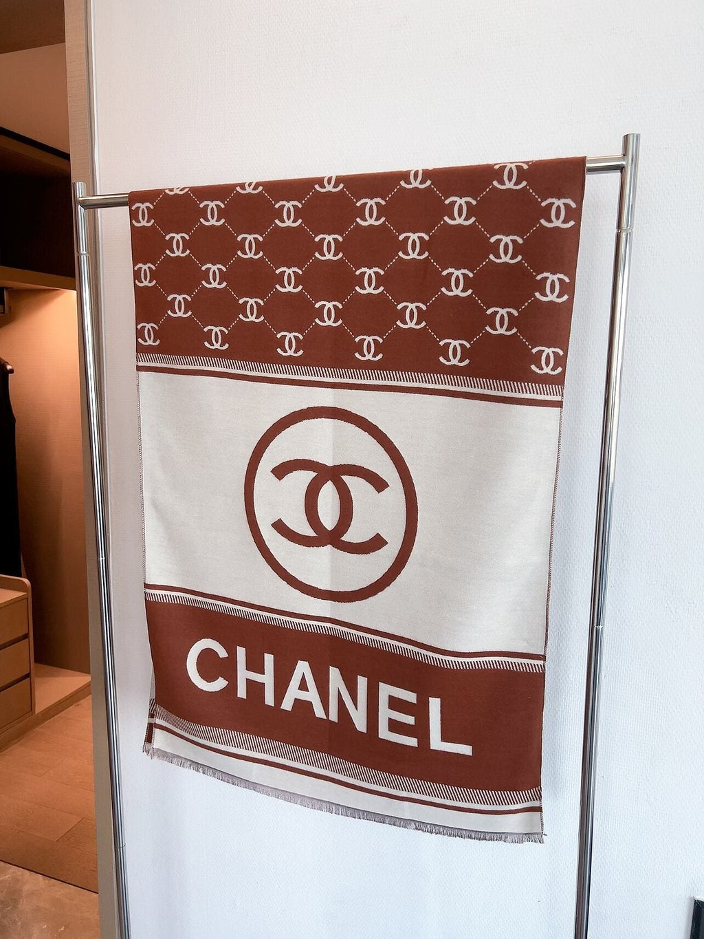 Chanel Logo Border Scarf