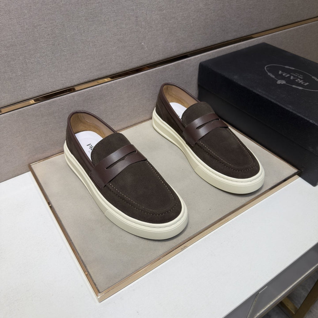 Prada Men's Penny Loafers with White Soles