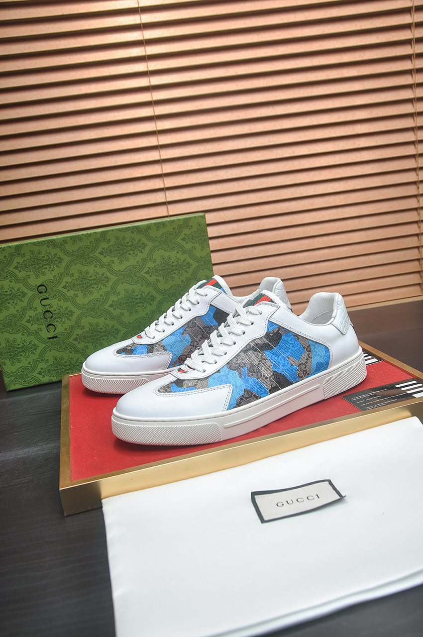 Gucci Men's Patterned Panel Low-Top Sneakers - Contrast Sole